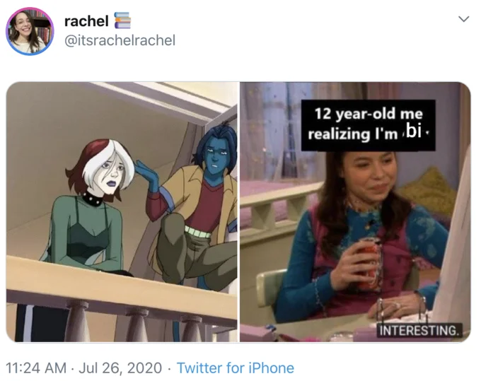 12 Year Old Me Realizing Im Gay — Two-panel meme adapting the format with Avatar animated characters and '12 year-old me realizing I'm bi' text.