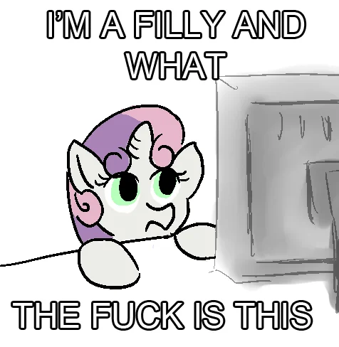 12 Year Olds — Cartoon pony character with confused expression and text about not understanding something online.