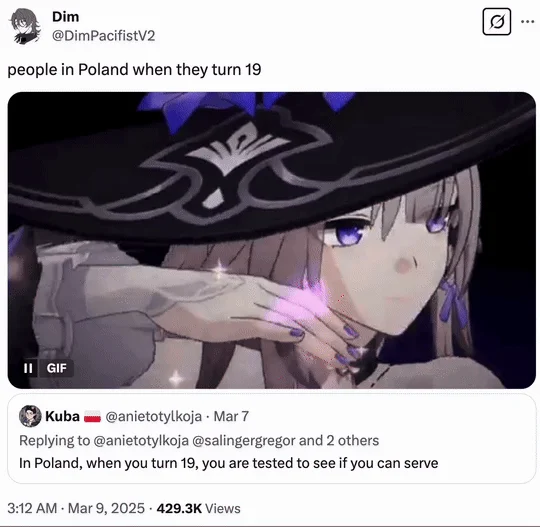 19Th Birthday In Poland — GIF of anime-style white-haired female character in dynamic fighting pose with purple magical effects.