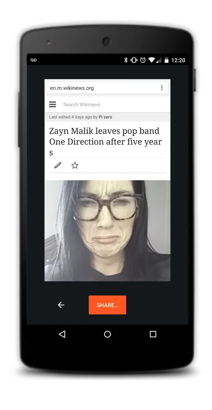 2015 April Fools Day — Wikipedia displaying satirical and fake articles on mobile devices for April Fools' 2015.