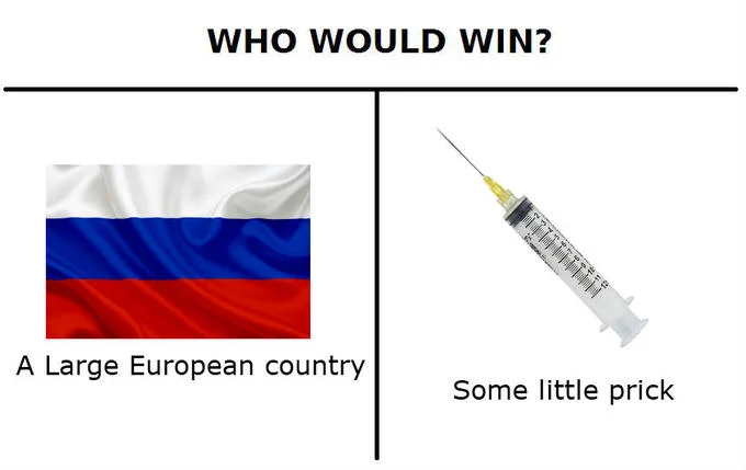2018 Winter Olympics — Who Would Win meme with Russian flag versus a syringe