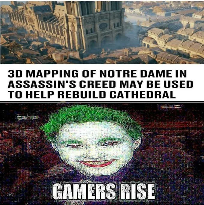 2019 Notre Dame Fire — Three-panel meme labeling manga, anime, and Netflix adaptation using Hunchback and burning Notre-Dame images