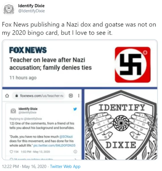 Twitter post using 2020 bingo card framework to comment on an absurd and unusual news story.
