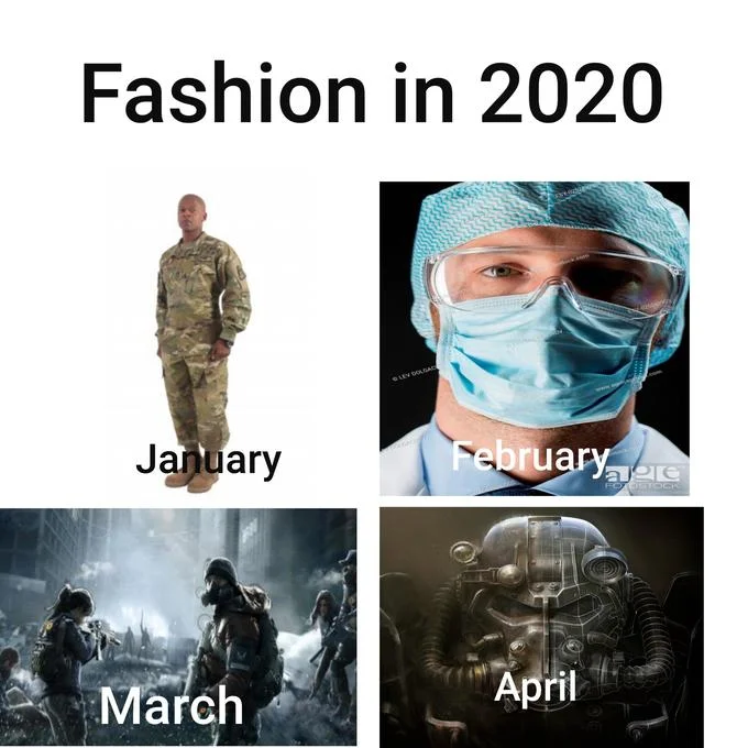 2020 Cant Get Any Worse — Four-panel meme depicting escalating catastrophes from January through April 2020, culminating in a post-apocalyptic robot soldier.