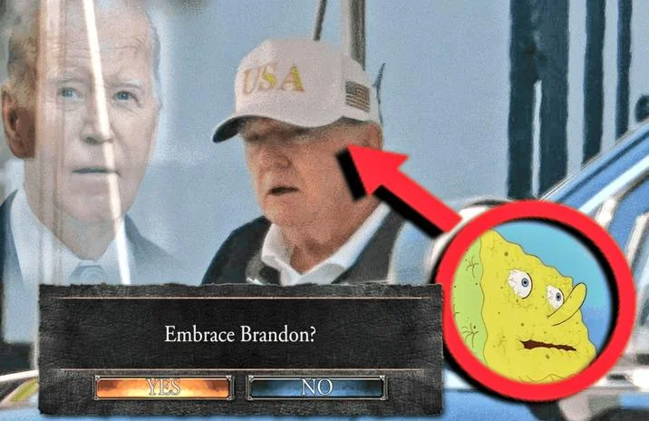 2025 Labor Day Weekend Donald Trump Death Rumor — Edited political meme showing Trump with choice prompt and Bart Simpson commentary.