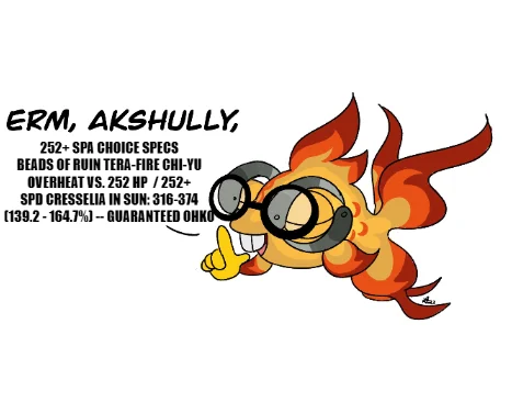 252 Spa Choice Specs Beads Of Ruin Tera Fire Chi Yu — Chi-Yu making 'Erm, akshully' correction with full damage calculation copypasta.