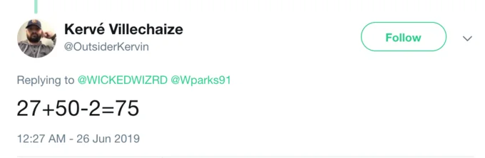 2748 — Twitter reply demonstrating rounding 48 to 50 and subtracting 2 from result.