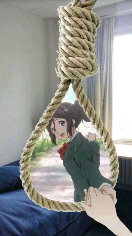 3Dpd — Anime girl character within rope noose without text overlay, usable as clean template.