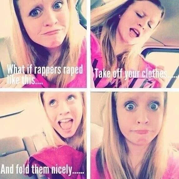 4 Panel Cringe — 4-panel meme showing same woman in expressions with crude offensive humor escalating.