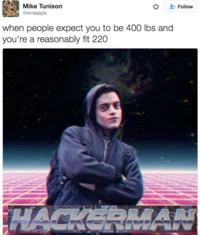 400 Pound Hacker — Sci-fi styled meme with dystopian aesthetic referencing 400-pound hacker concept.