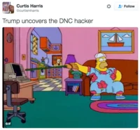 400 Pound Hacker — Simpsons living room scene repurposed as meme about DNC email leak hacker speculation.