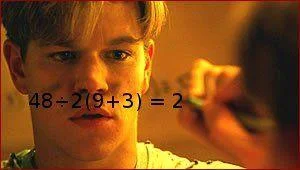 48293 — Reaction meme with confident young man overlaid with equation 48÷2(9+3)=2.