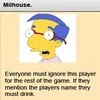 4Chan Drinking Game Cards — Unclear low-resolution image preventing identification of card type or character.