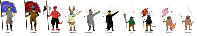 4Chan Flag Bearers — >criminal scum Skooma BOBMER ReDGUARD KhAJIIT ORC BRETON ALTMER IMPERIAL DUNMER HRGONIHN NORD