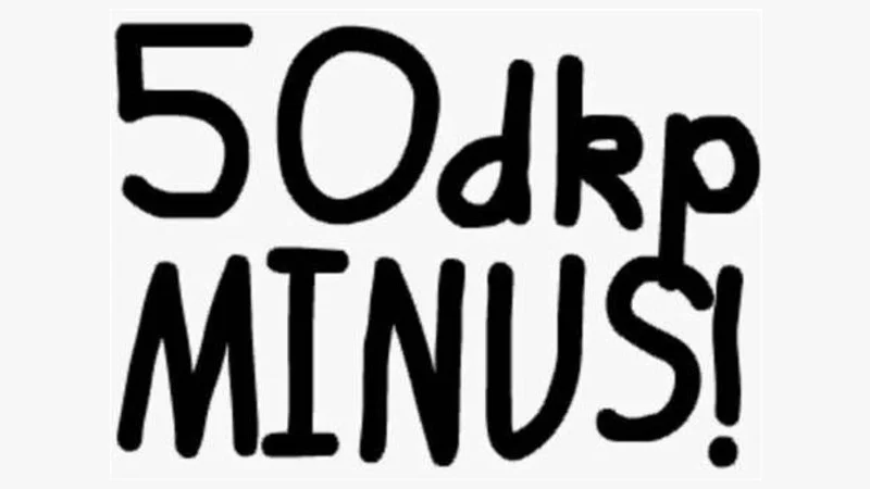50 Dkp Minus Onyxia Wipe — Bold black hand-drawn text reading '50dkp MINUS!' on white background