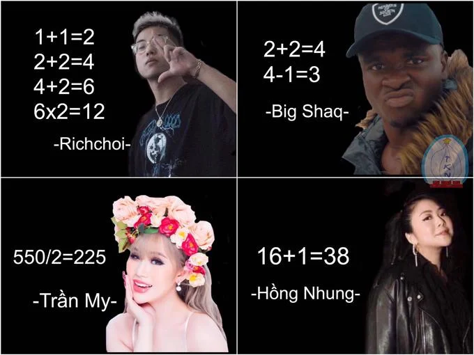 550 2 225 — Four-panel meme with celebrities and math equations including 550/2=225 variant.