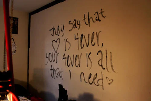 5Ever — A photograph of handwritten text on a wall discussing the concepts of '4ever' and '5,' expressing that five times forever is all that is needed.