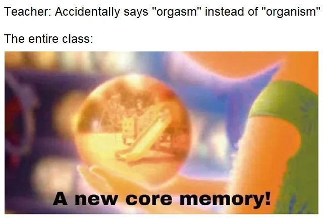 A Core Memory — Multi-layered meme combining a Reddit post about emotional weight of compliments with the core memory visual format.