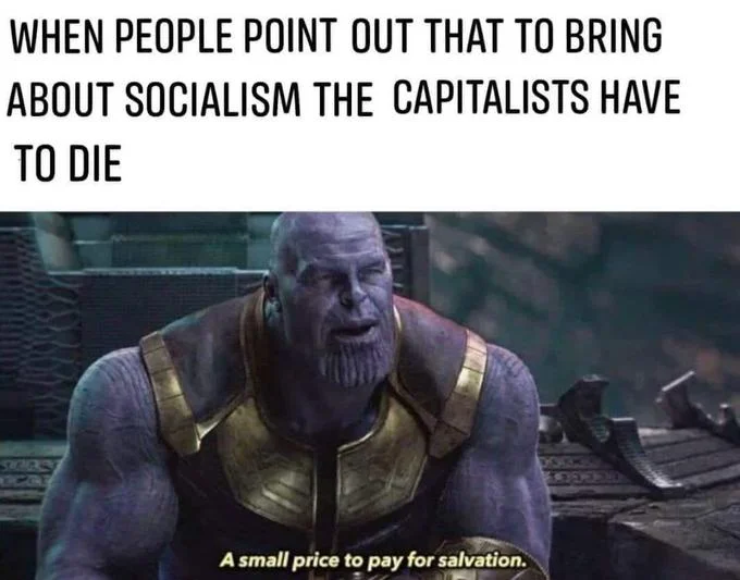 A Small Price To Pay For Salvation — Thanos salvation meme with political socialism caption