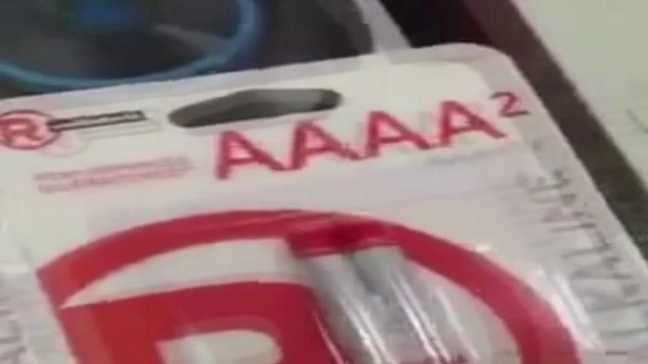 Aaaa Vine — Close-up of a RadioShack AAAA battery blister pack with large red AAAA lettering