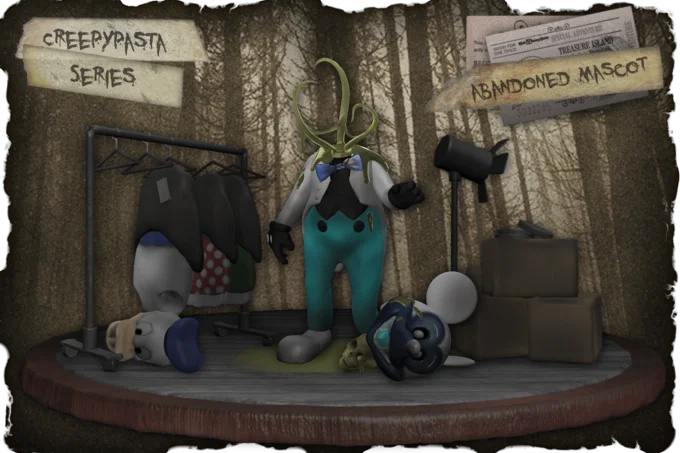 Abandoned By Disney — 3D creepypasta scene of an abandoned mascot with tentacle head