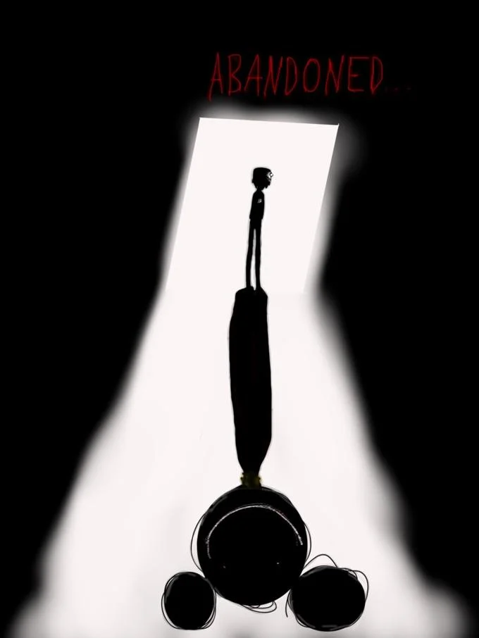 Abandoned By Disney — Silhouette of figure casting Mickey Mouse shadow with text 'Abandoned'