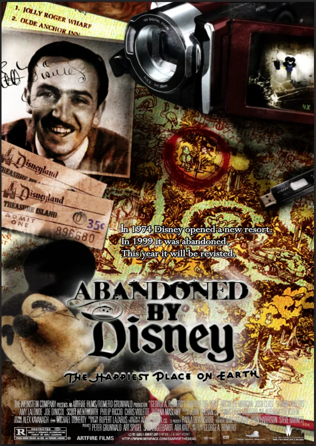 Abandoned By Disney — Illustrated mascot holding its detached green Mickey-style head