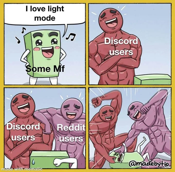 Ad Blocker Meme — Discord meme showing light mode preference vs users using 4-panel template