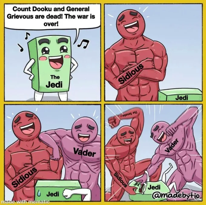 Ad Blocker Meme — Star Wars meme with Jedi vs Sith using 4-panel template format