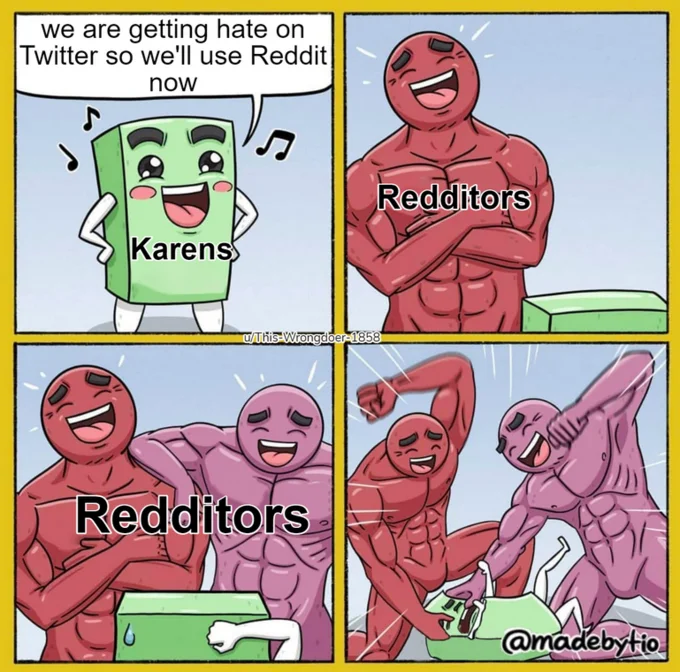 Ad Blocker Meme — Meme template showing Karens vs Redditors using 4-panel format