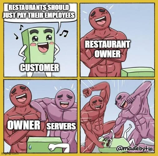 Ad Blocker Meme — Restaurant labor meme showing customer vs owner using 4-panel template
