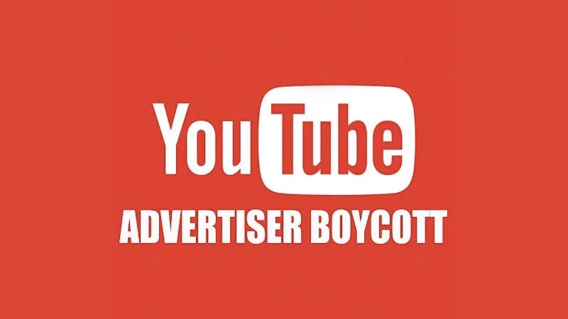 Adpocalypse Youtube Advertiser Boycott — YouTube logo on red background with text 'Advertiser Boycott'