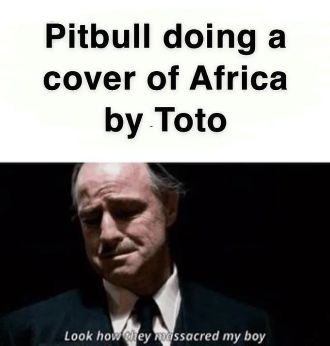 Godfather meme reacting to Pitbull's cover of Africa by Toto