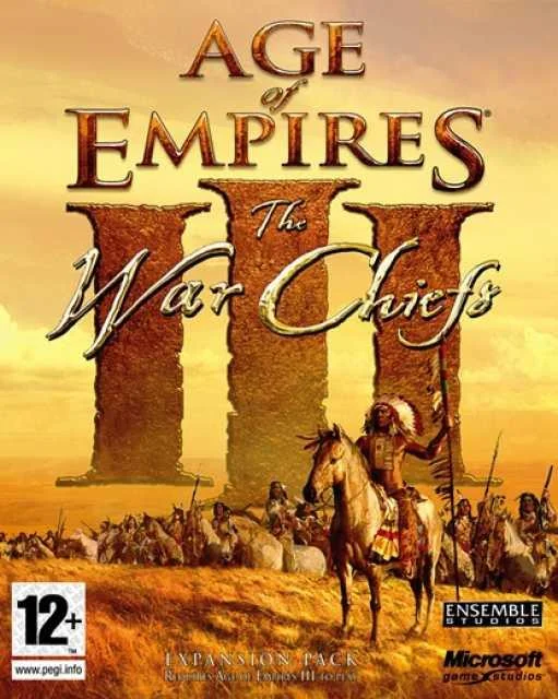 Age of Empires III: The WarChiefs expansion box art with Native American chief on horseback