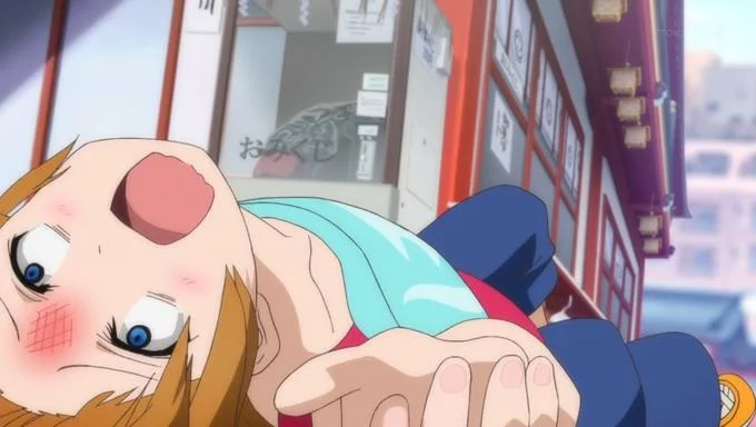 Ahegao Face — Clean anime screenshot of character with flushed pink cheeks, wide eyes, open mouth, and protruding tongue conveying extreme pleasure.