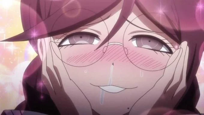 Ahegao Face — Anime character screenshot with exaggerated pleased expression featuring half-closed eyes, rosy cheeks, and protruding tongue.