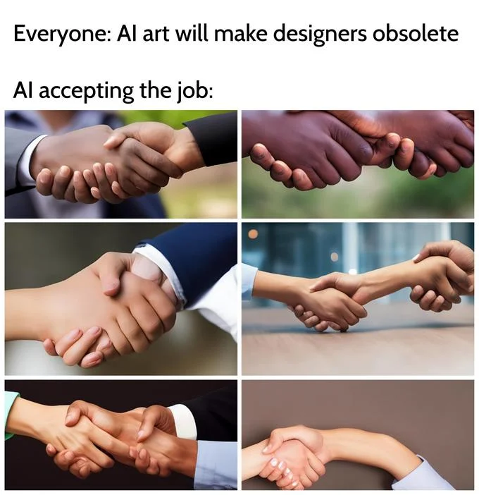 Ai Drawing Hands — Everyone: Al art will make designers obsolete Al accepting the job: