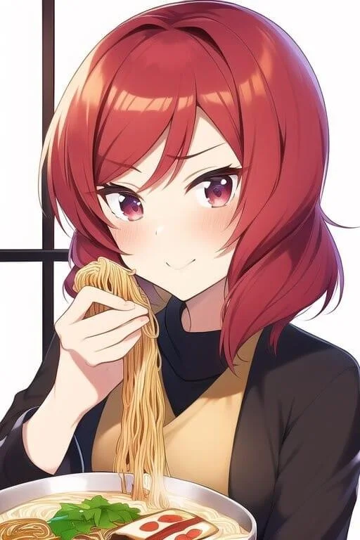 Ai Drawings Of Anime Girls Eating Ramen