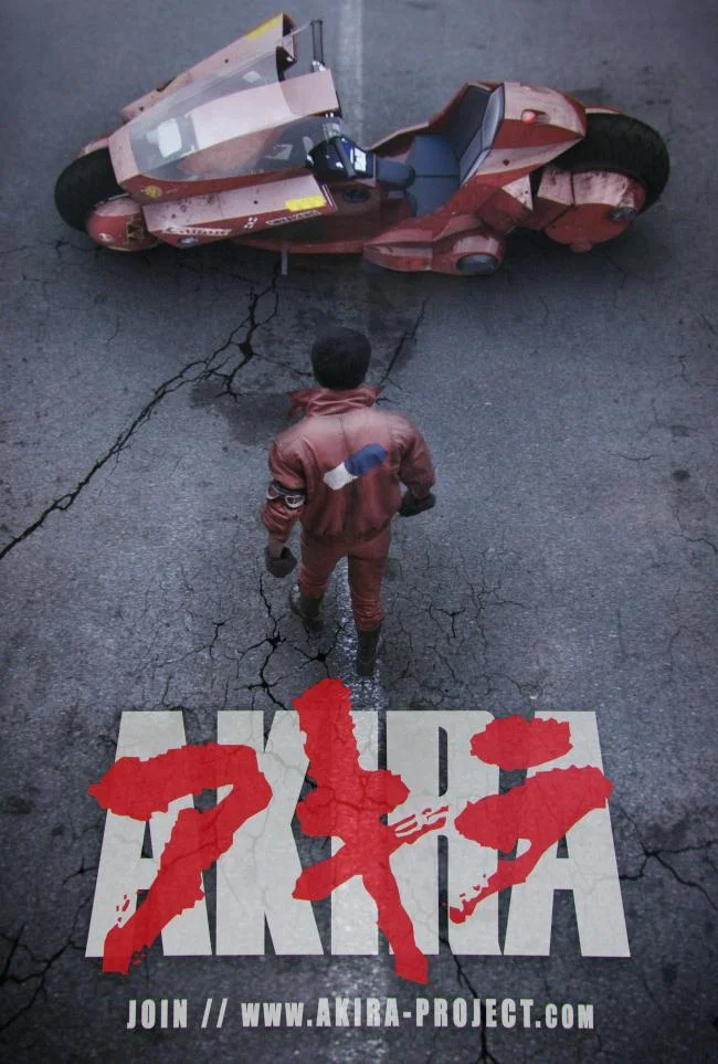 Live-action Akira Project fan film poster with Kaneda and red bike