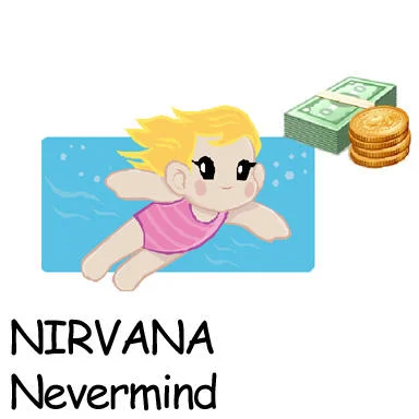 Album Art Meme — Nirvana Nevermind album parody with cartoon baby character