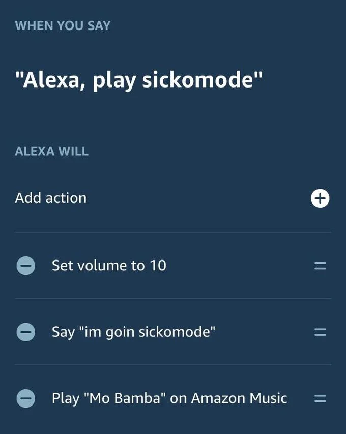 Alexa Intruder Alert — Alexa routine playing Mo Bamba after saying 'play sickomode'