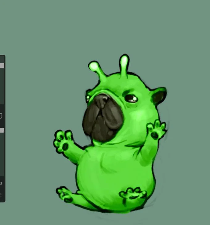 Alienposting Zeep Glorp — Green alien cat being abducted by a UFO in digital fan art