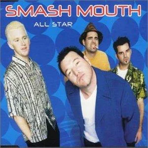 All Star / Shrek — Official CD single cover for Smash Mouth 'All Star' with four band members against blue circular patterned background.