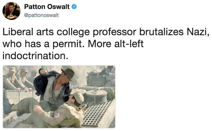 Alt Left — Patton Oswalt tweet with Indiana Jones punching a Nazi image