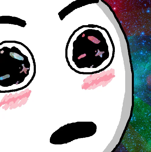 Amazed face rage comic character with sparkling eyes on cosmic starry background