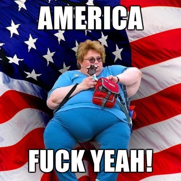 America Fuck Yeah — Mission Accomplished text styled with American flag pattern in 4chan post