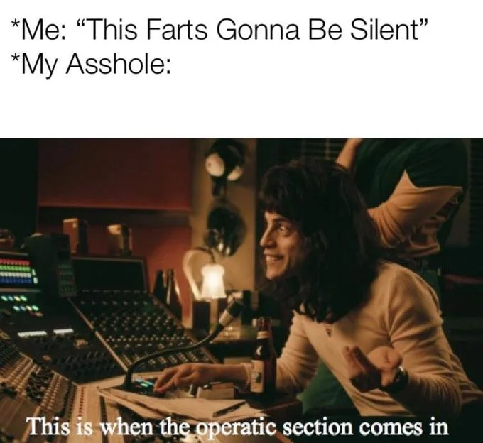 And This Is Where The Operatic Section Comes In — Crude humor meme about silent fart and operatic section