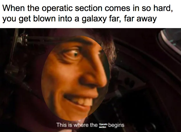 And This Is Where The Operatic Section Comes In — Distorted Star Wars pilot face meme about the operatic section