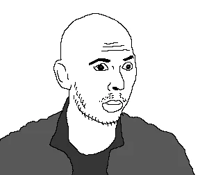 Andrew Tate Memes — Sketch drawing of bald bearded man in black shirt