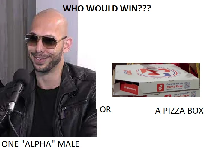 Andrew Tate Memes — Who would win meme comparing Andrew Tate to a pizza box
